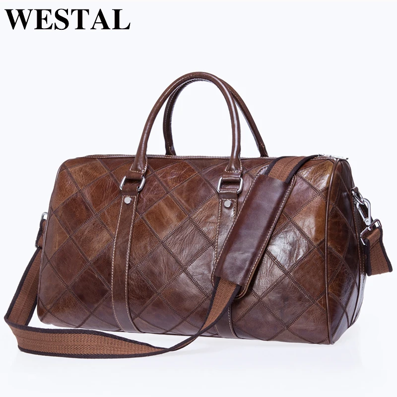 Weekend-Bags Travel-Duffel-Bag Overnight Luggage-8883 Carryon Genuine-Leather Totes Large