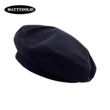 MATTYDOLIE чёрный берет Женская осенняя и зимняя простая Ретро шляпа художника тонкая секция шляпа дикая твердая восьмиугольная кепка