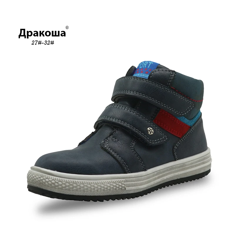 

Apakowa Autumn Boys Boots Pu Leather Ankle Boots New 2017 Flat Sneakers for Boys Arch Support Toddler Kids Shoes EU 27-32