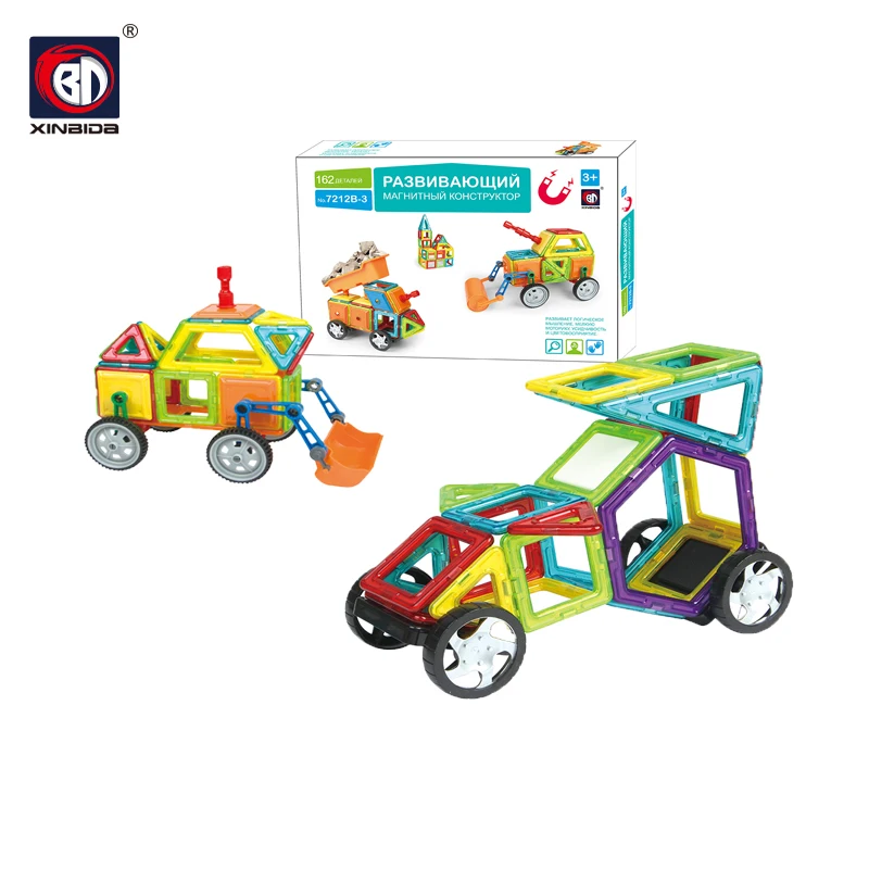 BD бренд 162 шт. магические магнитные блоки инженерный грузовик 3D DIY игрушки Магнитные строительные блоки игрушки - Цвет: Прозрачный
