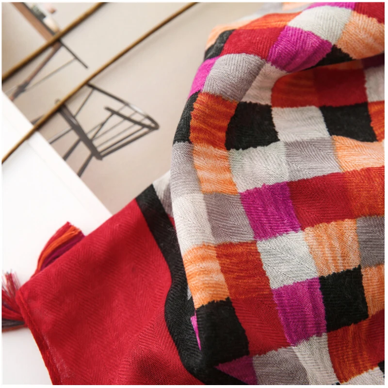 Fashion Women grid Scarf Long size 180x90cm Cotton scarves Winter Lady Scarves Soft Shawl Wrap Scarf Elegant for Christmas  (9)