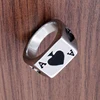 Punk Lucky Spade A Playing Card Ring 316L Stainless Steel Man's Fashion Letter A Rings Jewelry 6