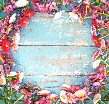 

Wood Background Tassel Flowers Gerbera Frame Spring Filming Backdrop Gadget Jewelry Photo Studio Doll Pet Baby Portrait Backdrop