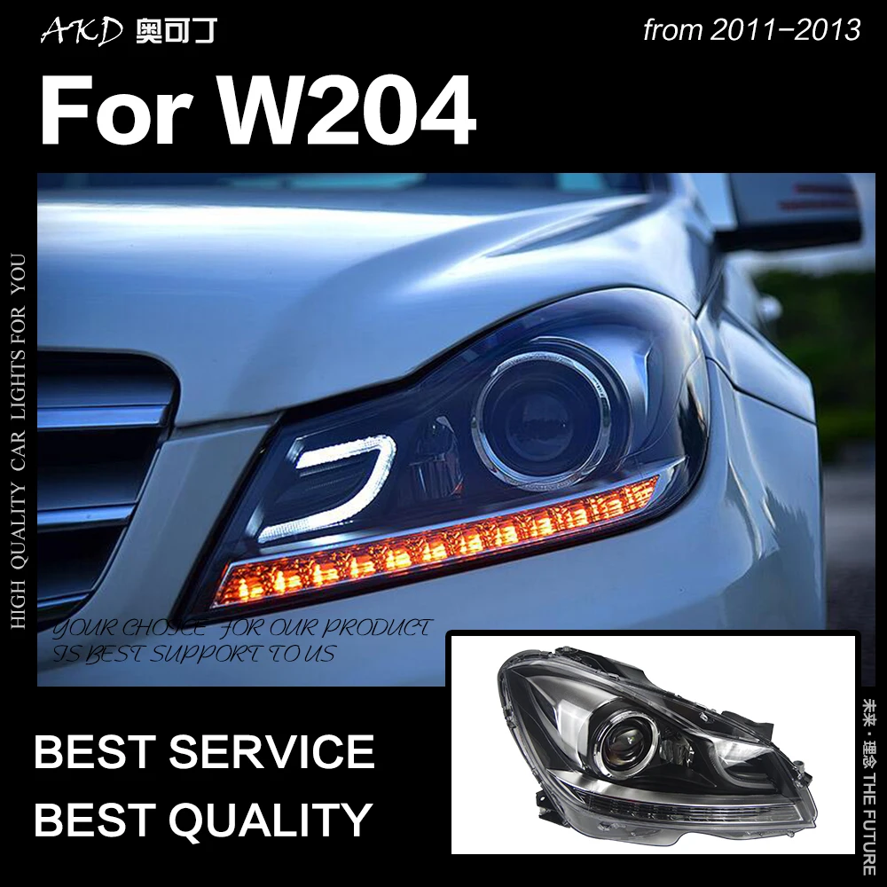 AKD автостайлинг фары для W204 2011-2013 C200 C260 светодиодный ные DRL сигнальная лампа Hid