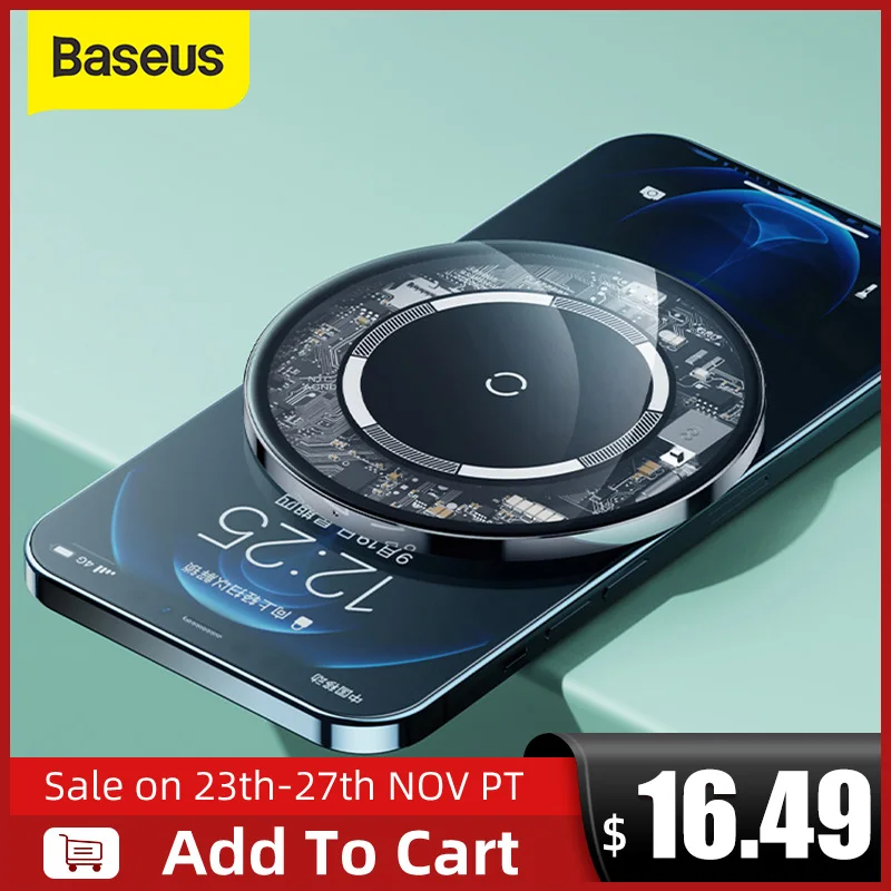 Baseus Magnetic Wireless Charger For iPhone 12 Pro Max 15W Fast Charger For iPhone 12 11 XS X XR Charger For Airpods Visible Qi|Wireless Chargers|…