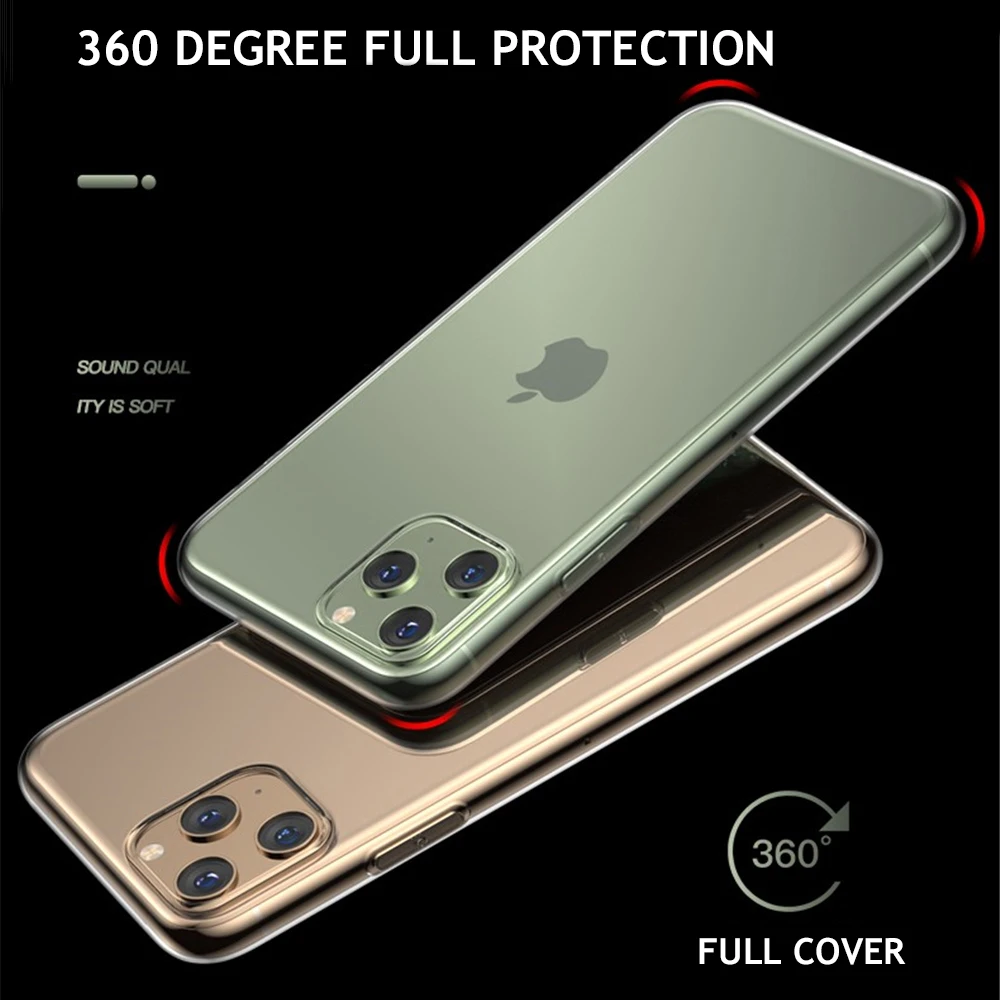 Ультратонкий Прозрачный чехол для iPhone 11 Pro XS Max X XR 6 6S 7 8 Plus 5 5S SE Мягкий ТПУ силиконовый тонкий Чехол прозрачный Кристальный чехол