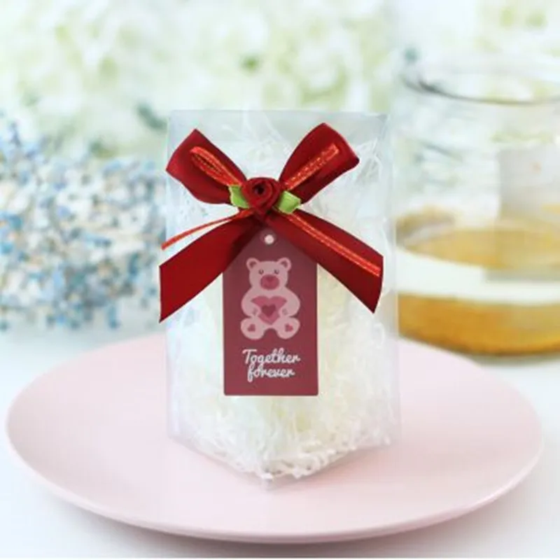 6.2x6.2x12.8cm 10pcs Romantic PVC Transparent Wedding gift box baby shower boy Girl favor boxes packaging bag Party Supplies