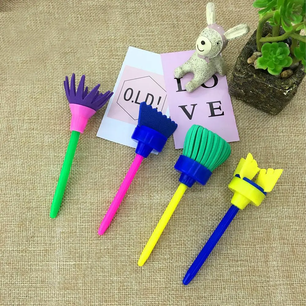 Flower Paint Brush Rotate Spin Sponge Kids Children Graffiti Art Drawing Painting Toy School Stationery Supplies Random Color