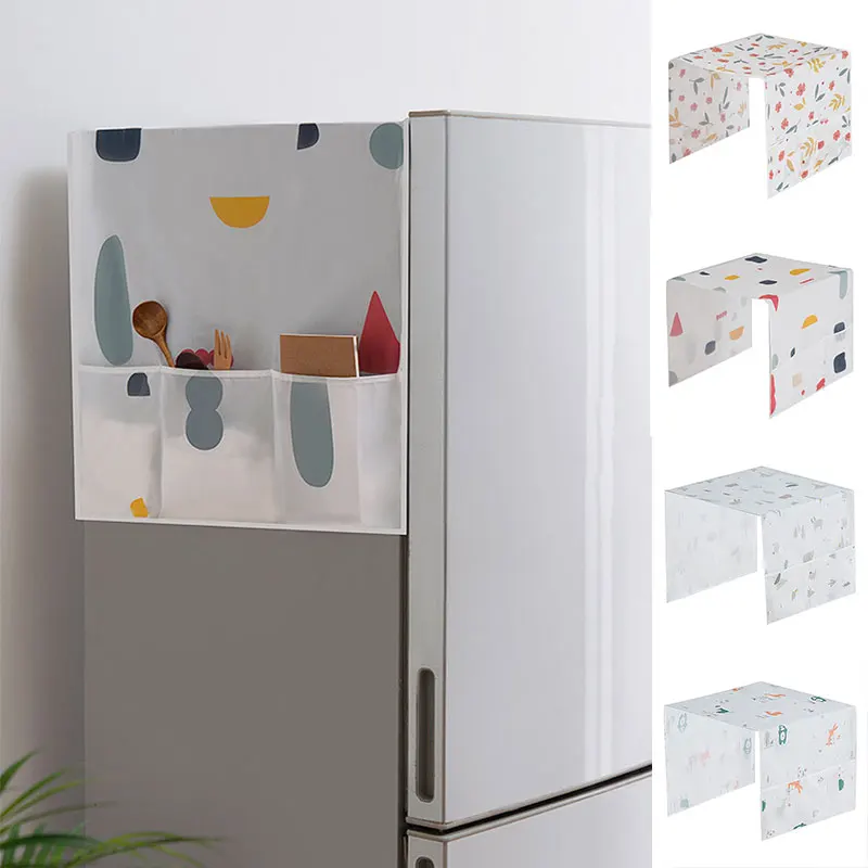 

Geometric Floral Print Washing Machine Cover Refrigerator Pocket Home Textile Waterproof Multipurpose Cloth Dust Proof Covers
