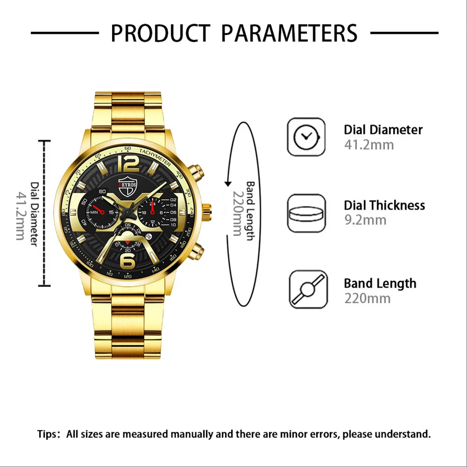 2022 Mens Fashion Watches Luxury Men Stainless Steel Quartz Wrist Watch Male Business Casual Gold Bracelets relogio masculino