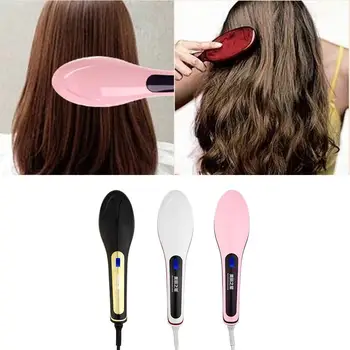 

High-temperature-resistance 2-in-1 Auto Electric Hair Straightener Comb LCD Iron Brush Auto Hair Massager Won't Hurt Your Hair
