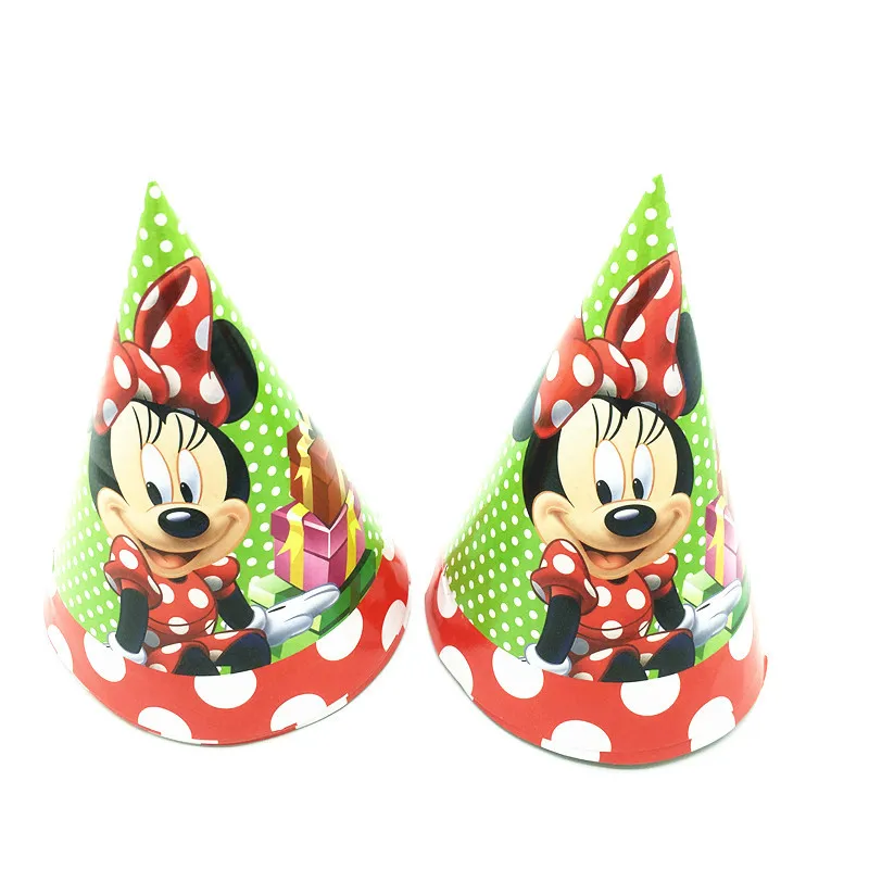 Hat 6pcs Тема Минни вечерние украшения детский душ девушка партия поставок пользу принцессы Минни Розовые Красные бумажные тарелки и стаканы салфетки баннеры - Цвет: Hat 6pcs