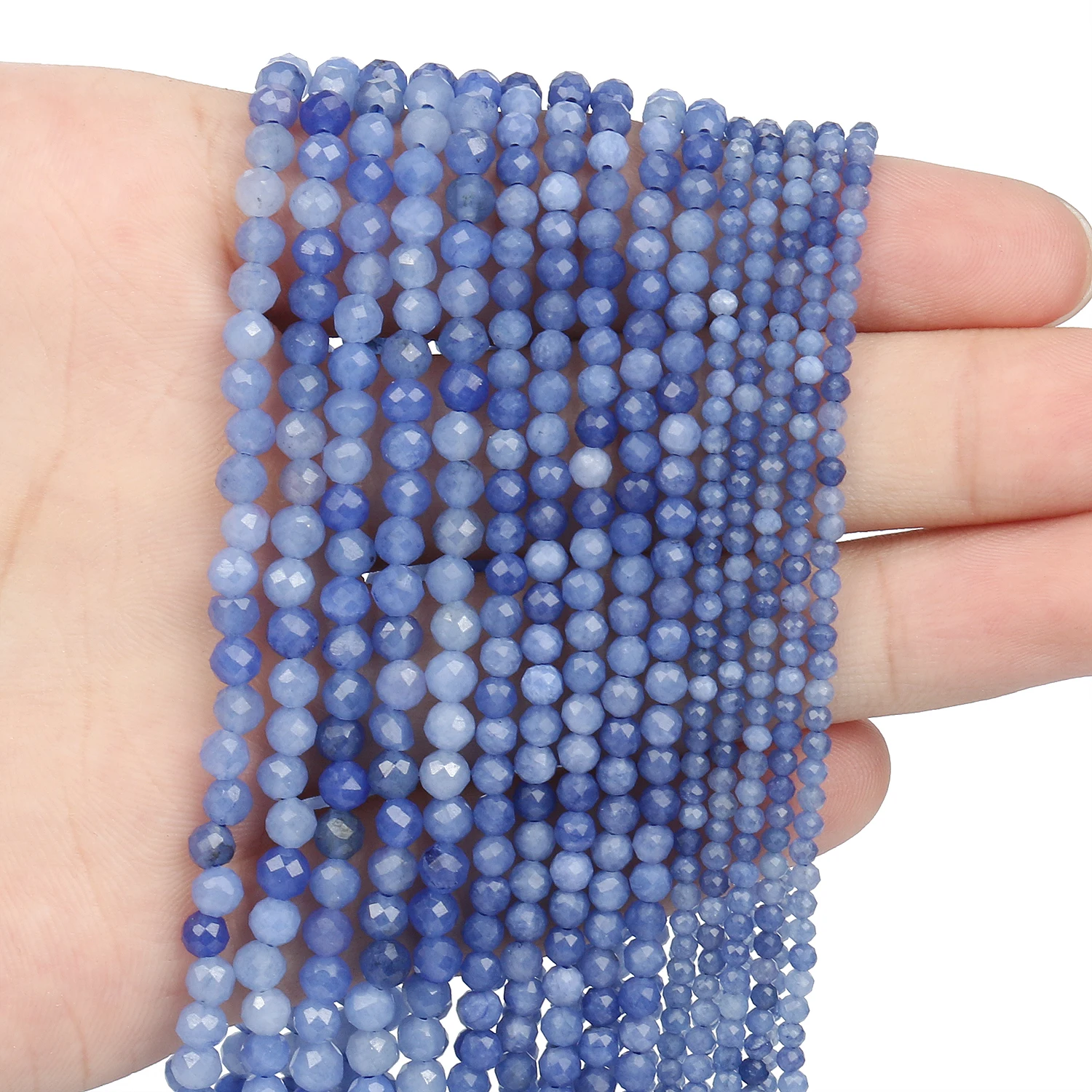 Faceted Blue Natural Sandstone Beads for Jewelry Making - Handmade Waist Beads, Women's Stone Beads Collection