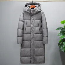 Красивая зимняя популярная мужская длинная теплая пуховая куртка на белом утином пуху, деловая модная плотная теплая парка и пальто, Мужская брендовая одежда