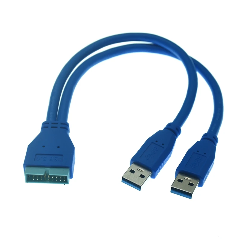 Placa Mãe Dupla de Portas Usb 3.0 Usb a Macho Cabo Adaptador de 20 Pinos Cabo de Extensão Usb de 19 Pinos 25cm 50cm - Imagem 2