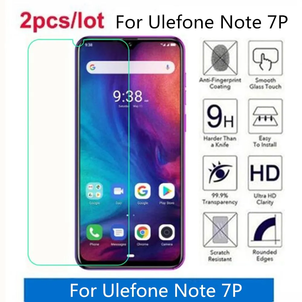 

2 Pcs/Lot For Ulefone Note 7P Tempered Glass 9H 2.5D Premium Screen Protector Film For Ulefone Note 7P Protective Film Glass