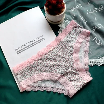 

BABEICUI New style seamless women's underwear comfortable ice silk sexy low waist leopard panties women's lace women's briefs