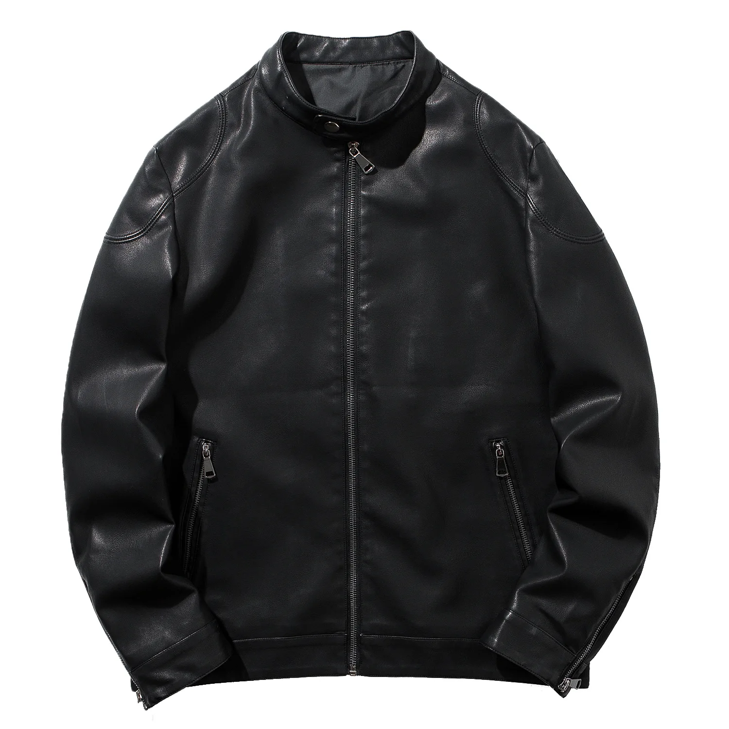 

2019 Autumn And Winter New Style MEN'S Leather Jackets plus Velvet PU Leather Men's Stand Collar Locomotive Leather Jacket Casua