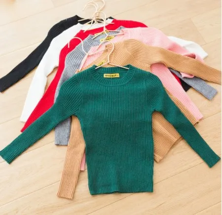 

CYSINCOS O Neck Kids Children Clothes Girls Fitted Ribbed Sweater Baby Winter Autumn Full Sleeve Toddler Fashion Boys Sweaters