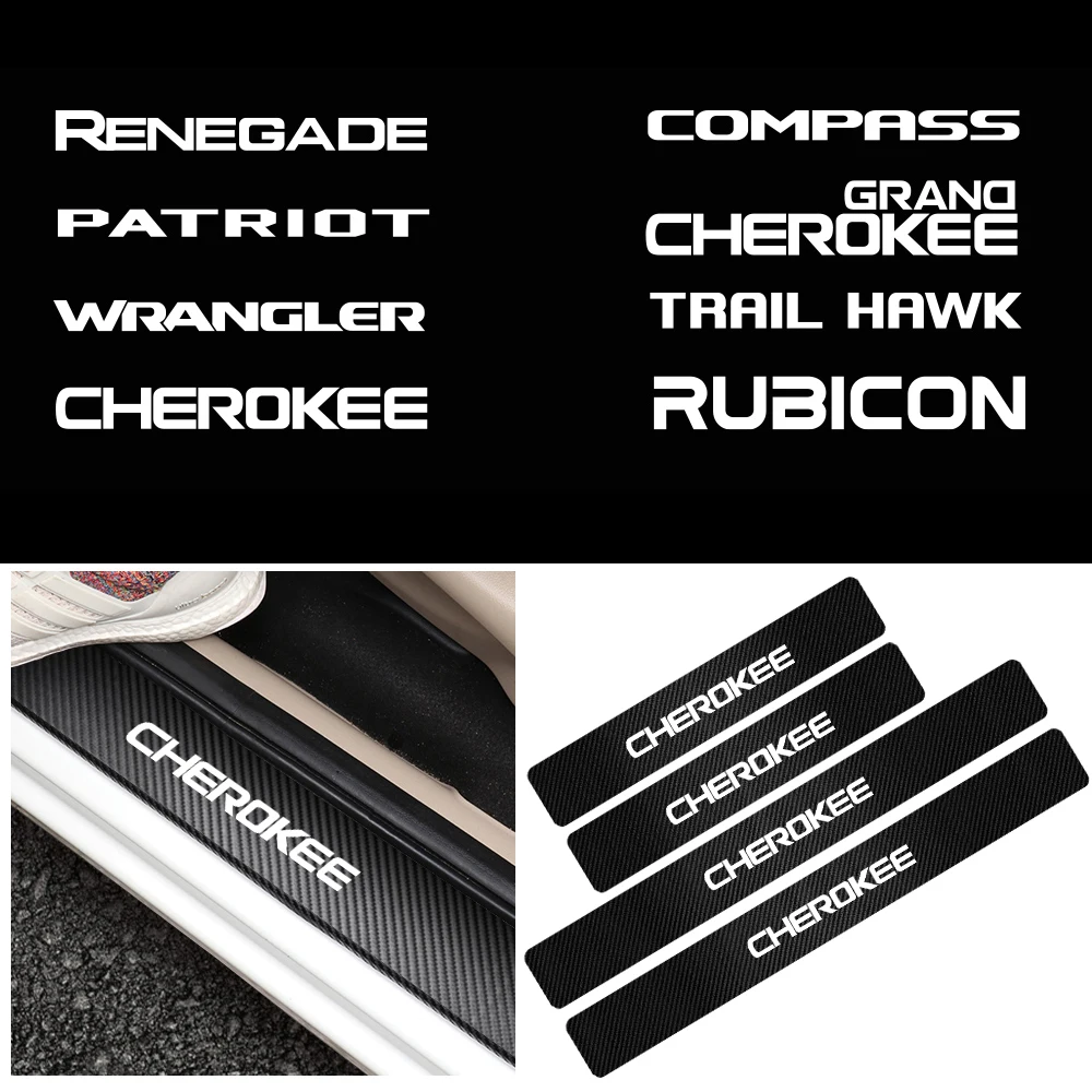 4 шт./компл. Защитная Наклейка на порог двери автомобиля для JEEP Renegade Patriot Wrangler Cherokee