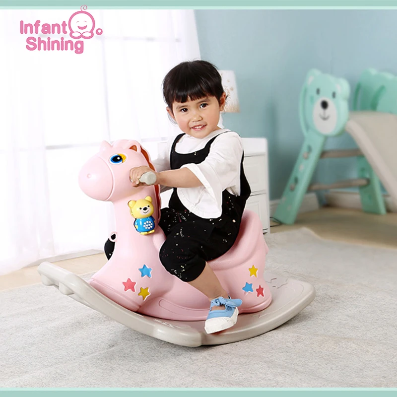 Детские блестящие игрушки 2 в 1 лошадка-качалка для дома езды большого размера