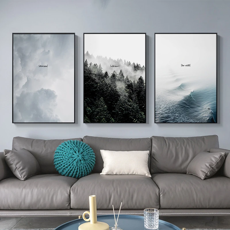 

Nordic Minimalist Forest Sea Cloud Scenery Art Canvas Painting Posters Prints Modern Home Decor Wall Pictures For Living Room