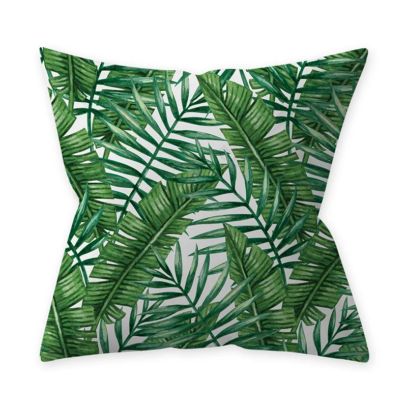 Decoration Print Leaf Green Plant Throw Pillow for Sofa Home Decorative Pillowcase