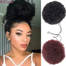 AILIADE, женские, высокотемпературные, синтетические, короткие, афро кудрявые, на завязках, шиньон, конский хвост, на заколках, для наращивания волос, пушистые волосы, пучок