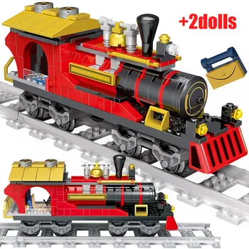 

City Dream Railway Train Building Blocks City Train Track Transportation Figures Bricks Enlighten Toys for Children Gift