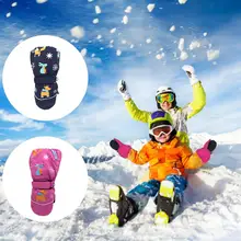 Детская Новинка зимы с капюшоном с принтом оленей и с мультипликационным принтом «кролик», утепленные лыжные перчатки, защита от ветра Водонепроницаемый Non-slip с длинным рукавом перчатки