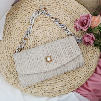 

Luxy Moon Clutch Purse Women Handbag with Acrylic Chain Champagne Black Elegant Shoulder Bag Wedding Party Evening Bag ZD1466