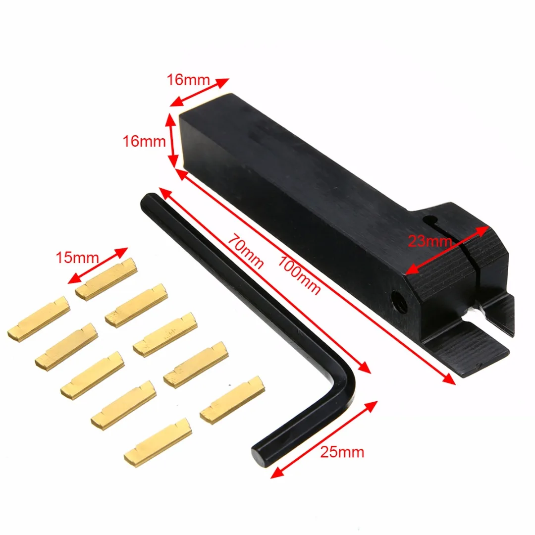 

10pcs MGMN200-G Inserts + MGEHR1616-2 Boring Bar Lathe Turning Tool Holder For Turning Tools