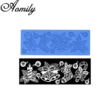 

Aomily Christmas Socks Bells Cake Silicone Mold Christmas Decorating Fondant Mousse Sugar Craft Icing Mat Pastry Chocolate Mold