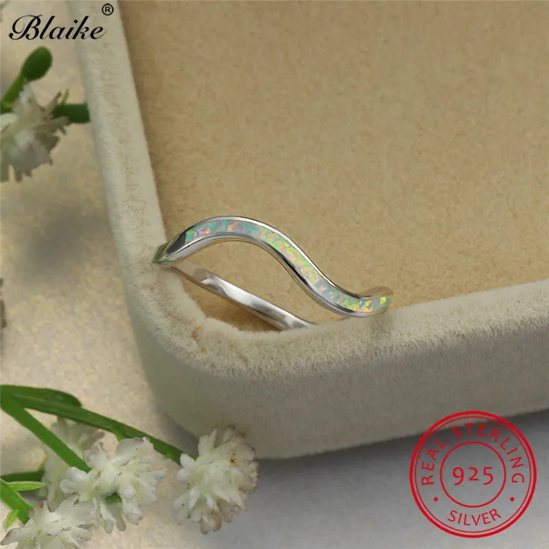 White Opal Ring Необычное кольцо с голубым белым огненным опалом, s925 Стерлинговое Серебро, волнистые кольца для мужчин и женщин, пара обручальных колец, обручальные кольца, ювелирные изделия - Цвет камня: White Opal Ring