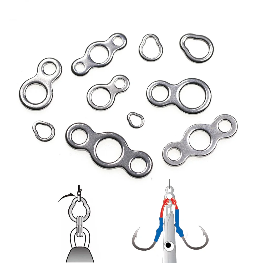 20pcs Stainless Steel Double/Triple/Pear Shape Solid Ring Saltwater Fishing  Accessories for Line Assist Hook Jig Lure Connect