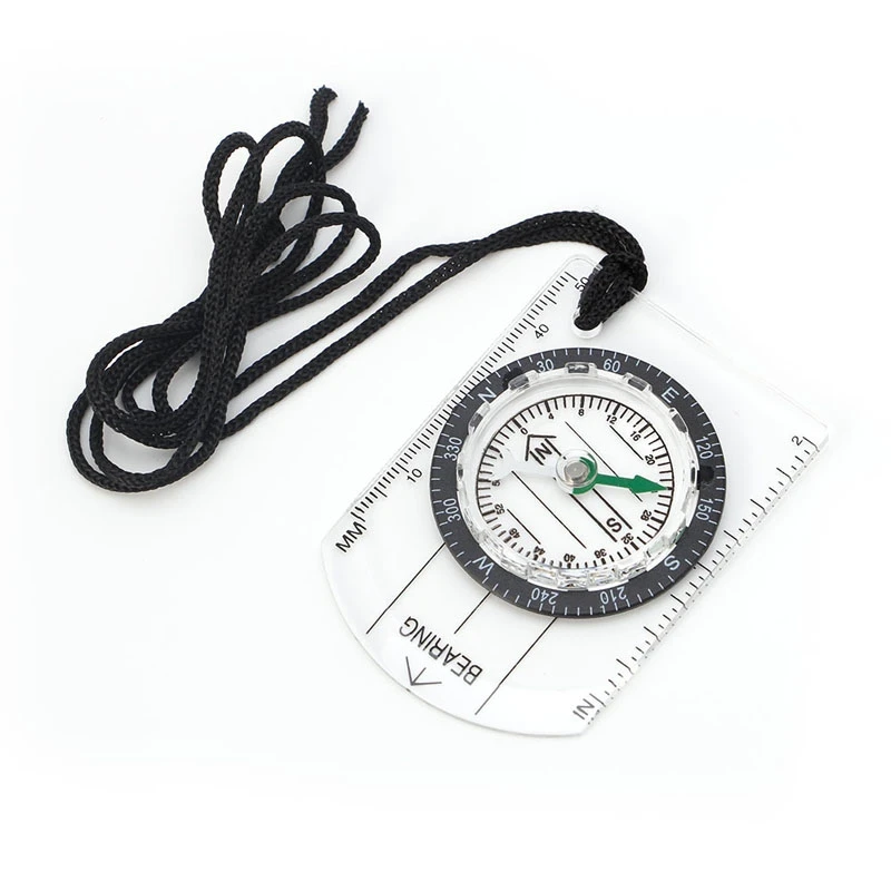 

Outdoor Hiking Camping Baseplate Compass Map with MM INCH Measure Ruler
