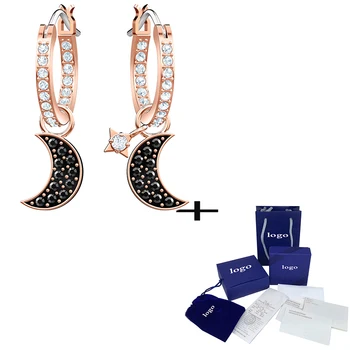 

SWA Delicate Moon Star Element Rose Gold Earrings Fashion Elegant Lady Anniversary Jewelry Gift Retro cute