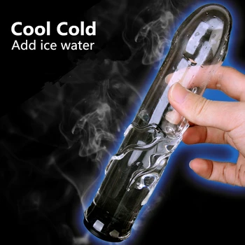 Medical-Grade Crystal Glass Huge Dildo Transparent Hollow Add Hot Ice Water Anal Butt Plug Super Smooth Massage Stick for Women 2