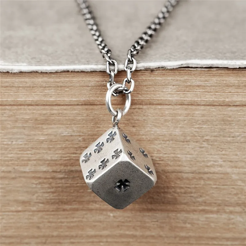 

Hellolook 925 Sterling Silver Lucky Dice Pendant + Sterling Silver 925 Chain Necklace For Men Personality Necklace
