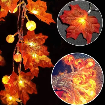 

3M 30LED Lights Pumpkin Maple Leaf Pattern Battery Powered Window String Lights For Christmas Wedding Party Festival Decoration