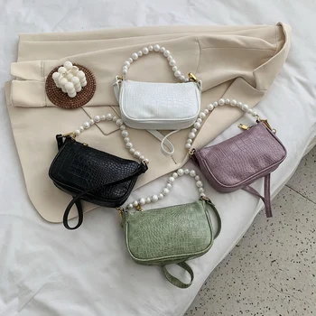 

Pearl Crocodile Pattern Women's Shoulder Messenger Bag Fashion PU Leather Luxury Travel Leisure Handbag Wallet