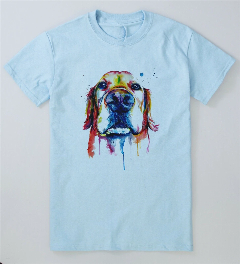 

Dog Watercolour Golden Retriever T-Shirt Funny Cute Pet Paint Face Drawn Tee High Quality Tee Shirt