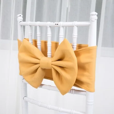 

50 Elastic Spandex Chair Bow Sash Stretch Gold Chair Sashes Band Ribbon For Banquet Hotel noeud de chaise mariage stuhlschleife