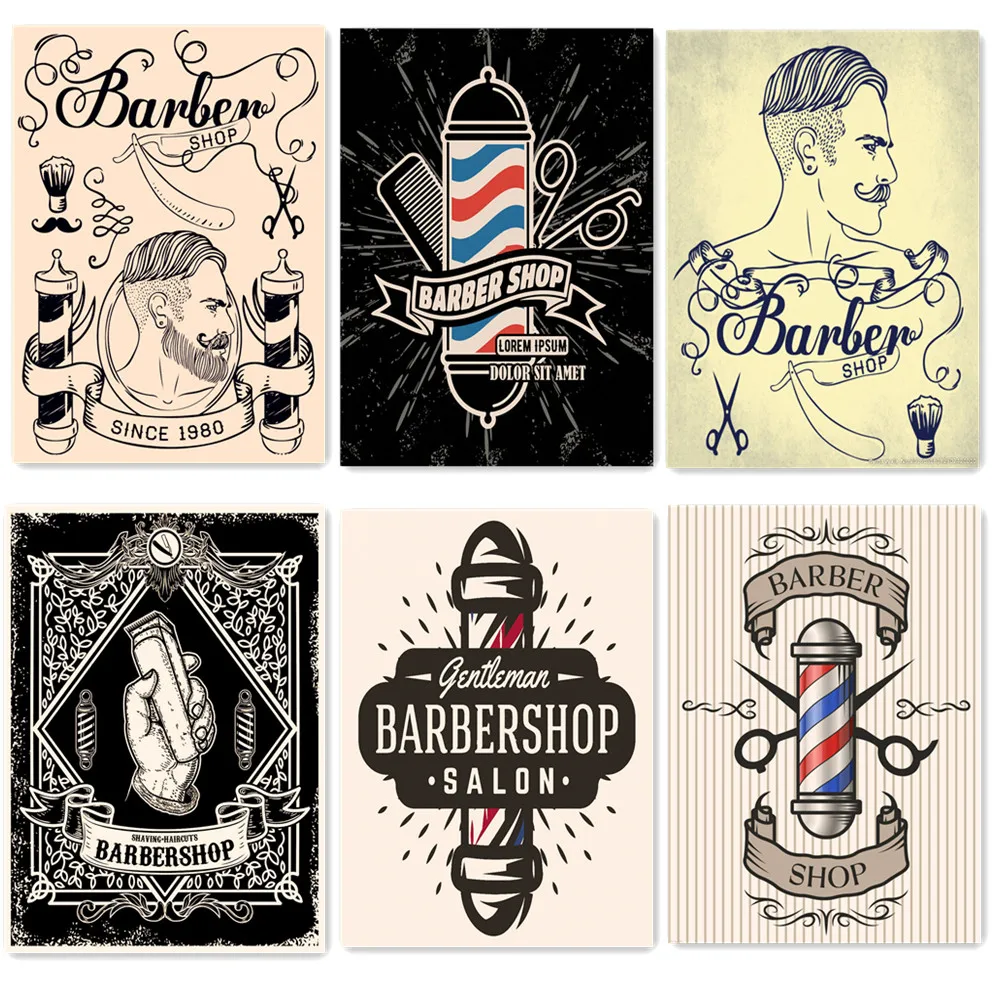 

Barber Shop Decoration Sign illustration Wall Chart Retro Antique Art 30X42 CM Vintage Matte Kraft Paper Poster Painting Artwork