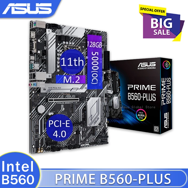 Lga 1200 Asus Prime B560plus Motherboard Ddr4 4600(oc)mhz 128gb Pcie