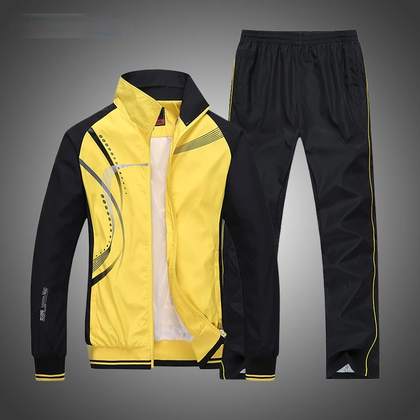 Men's Sportswear Set Spring Autumn Print Tracksuit Men 2 Piece Sets Jacket+Pant Sweatsuit Casual Sporting Outerwear Clothing | Мужская