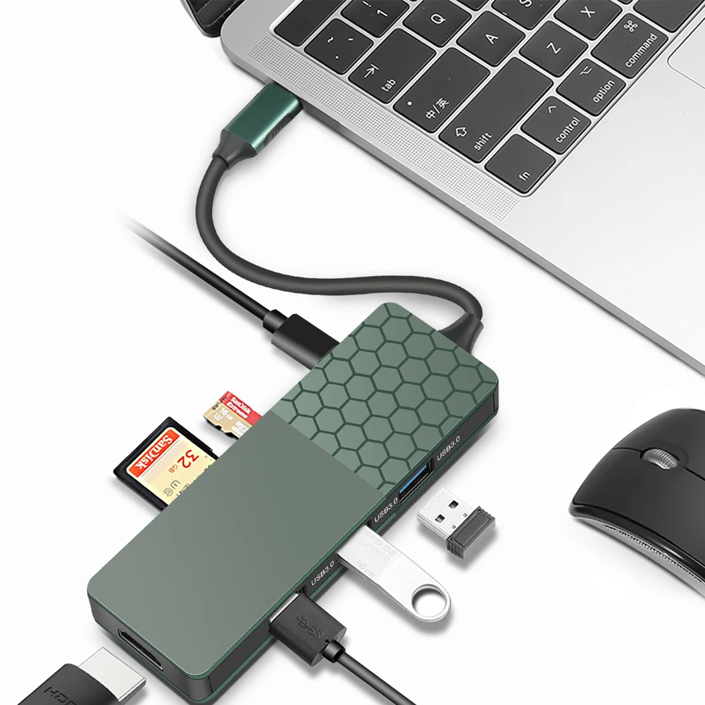 7 в 1 USB-C к type-C USB3.0 HDMI 4K VGA RJ45 адаптер концентратор многофункциональная док-станция