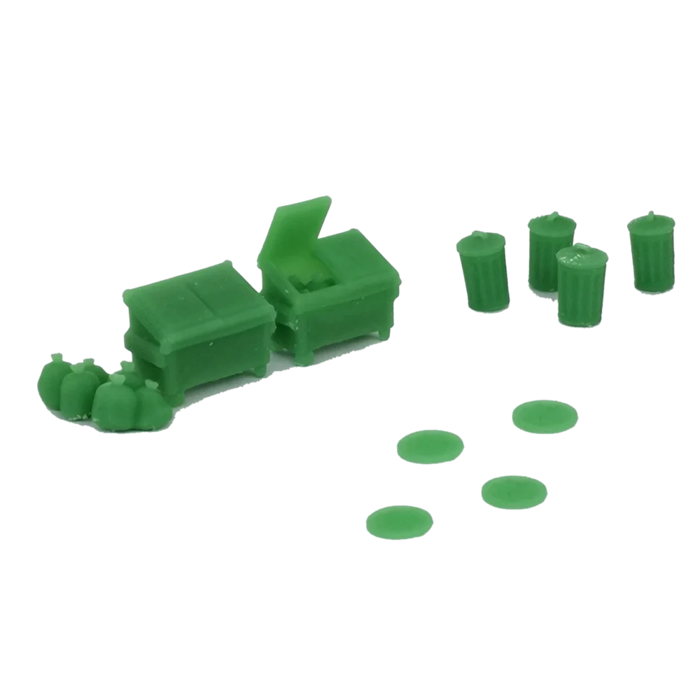 Outland Models 3D Printed N Scale Trash & Recycle Truck Set - 1:160 Railroad Scenery