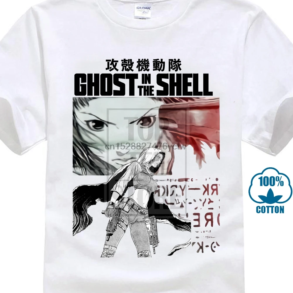 Новая футболка с изображением призрака в виде ракушки аниме Sci Fi Collage 90S Japanimation