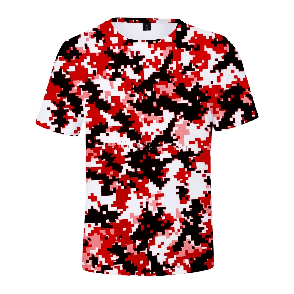 Pixelated камуфляжная Футболка зеленый, красный, фиолетовый, желтый мужские, женские в стиле хип-хоп Уличная Спортивная 3d